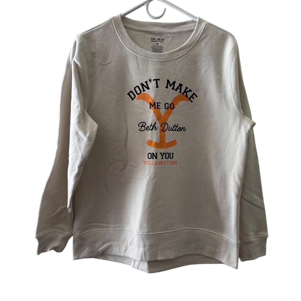 Tek Gear Yellowstone Beth Dutton Graphic Sweatshirt Cream M Ultrasoft Fleece